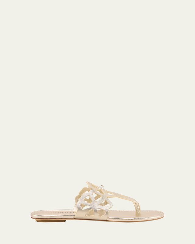 Jasmine Metallic Cutout Thong Sandals
